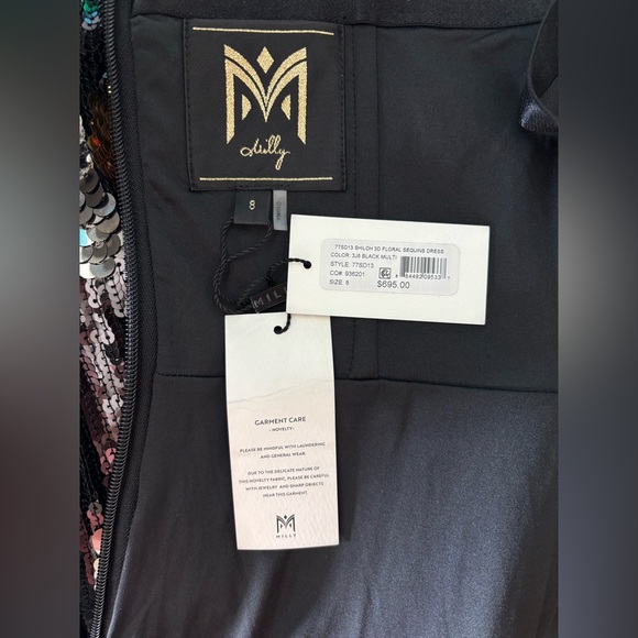 Milly New York Black Strapless Dress with Floral Sequin - Picture 5 of 5